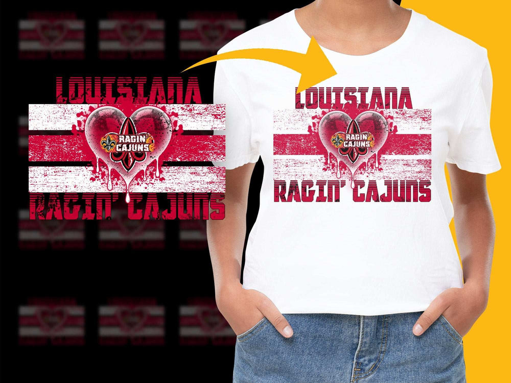 Louisiana Ragin' Cajuns T-Shirt, College Sports Fan Apparel, Vintage Distressed Print Tee