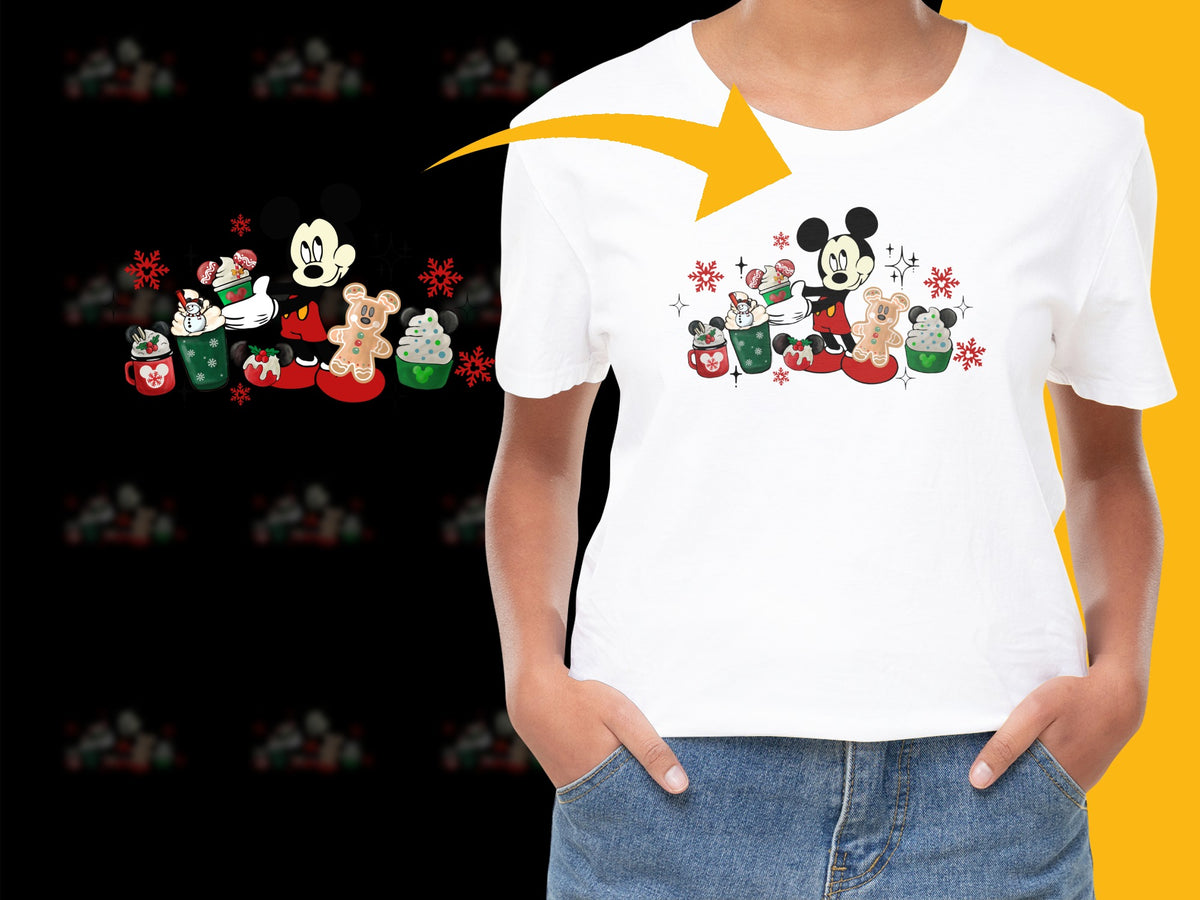 Disney Christmas T-Shirt, Mickey Mouse Holiday Graphic Tee, Festive Family Apparel, Kids and Adults Sizes
