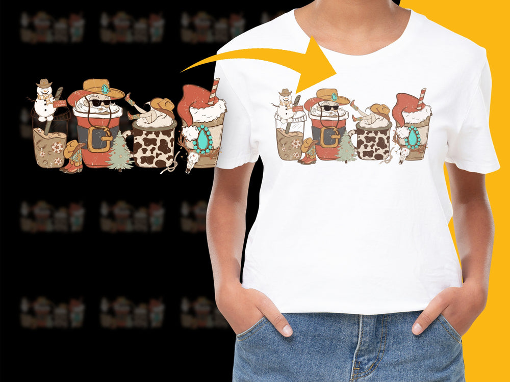 Cute Cat Cowboy T-Shirt, Funny Western Kittens, Graphic Tee for Cat Lovers, Unisex White Shirt