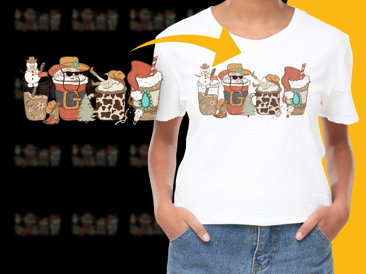 Cute Cat Cowboy T-Shirt, Funny Western Kittens, Graphic Tee for Cat Lovers, Unisex White Shirt