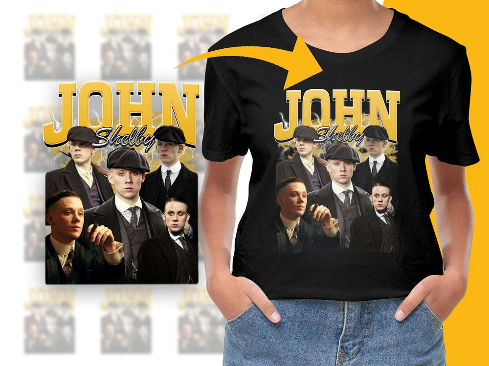 Peaky Blinders Inspired John Shelby Graphic T-Shirt, Men's Black TV Show Fan Tee, Vintage British Series Apparel