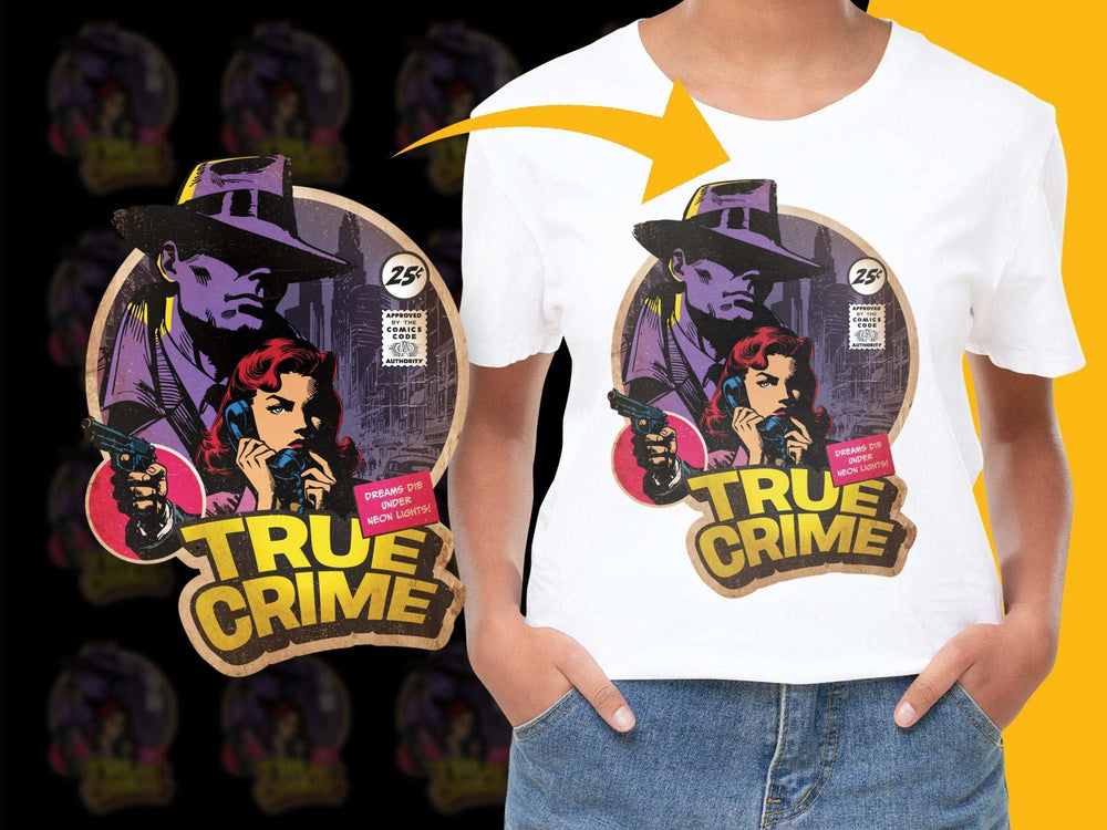 Vintage True Crime T-Shirt, Retro Gangster Graphic Tee, Women's Fashion Top, Unique Streetwear Style