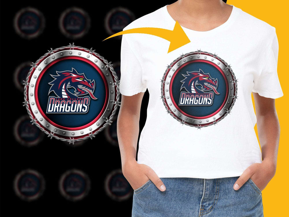 Dragon Logo T-Shirt, Custom Graphic Tee, Youth and Adult Sizes, Cool Dragon Design, Casual Wear, Unisex Style