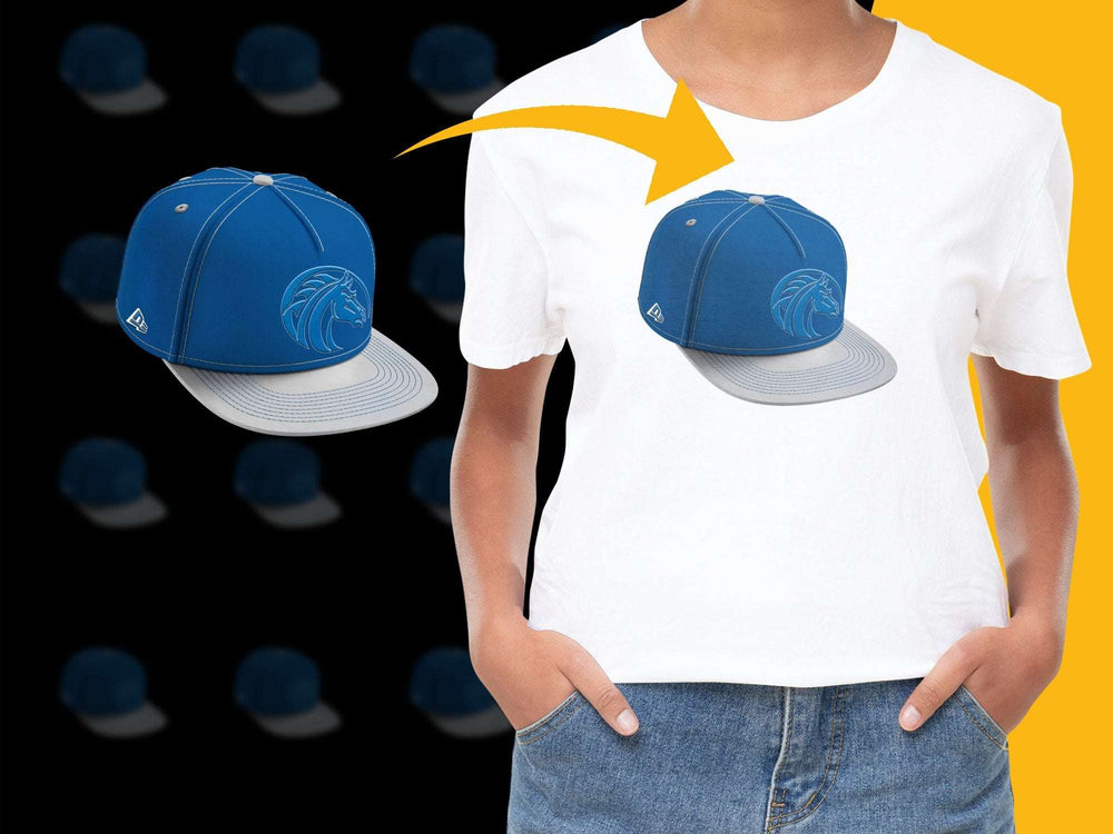 Stylish Blue Snapback Hat with Grey Brim, Trendy Streetwear Cap, Unisex Fashion Accessory