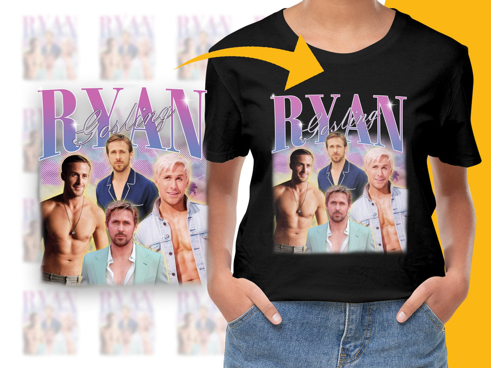 Ryan Gosling Fan T-Shirt, Celebrity Photo Collage, Graphic Tee, Unisex Fashion Top, Actor Inspired Shirt Design, Pop Culture Apparel