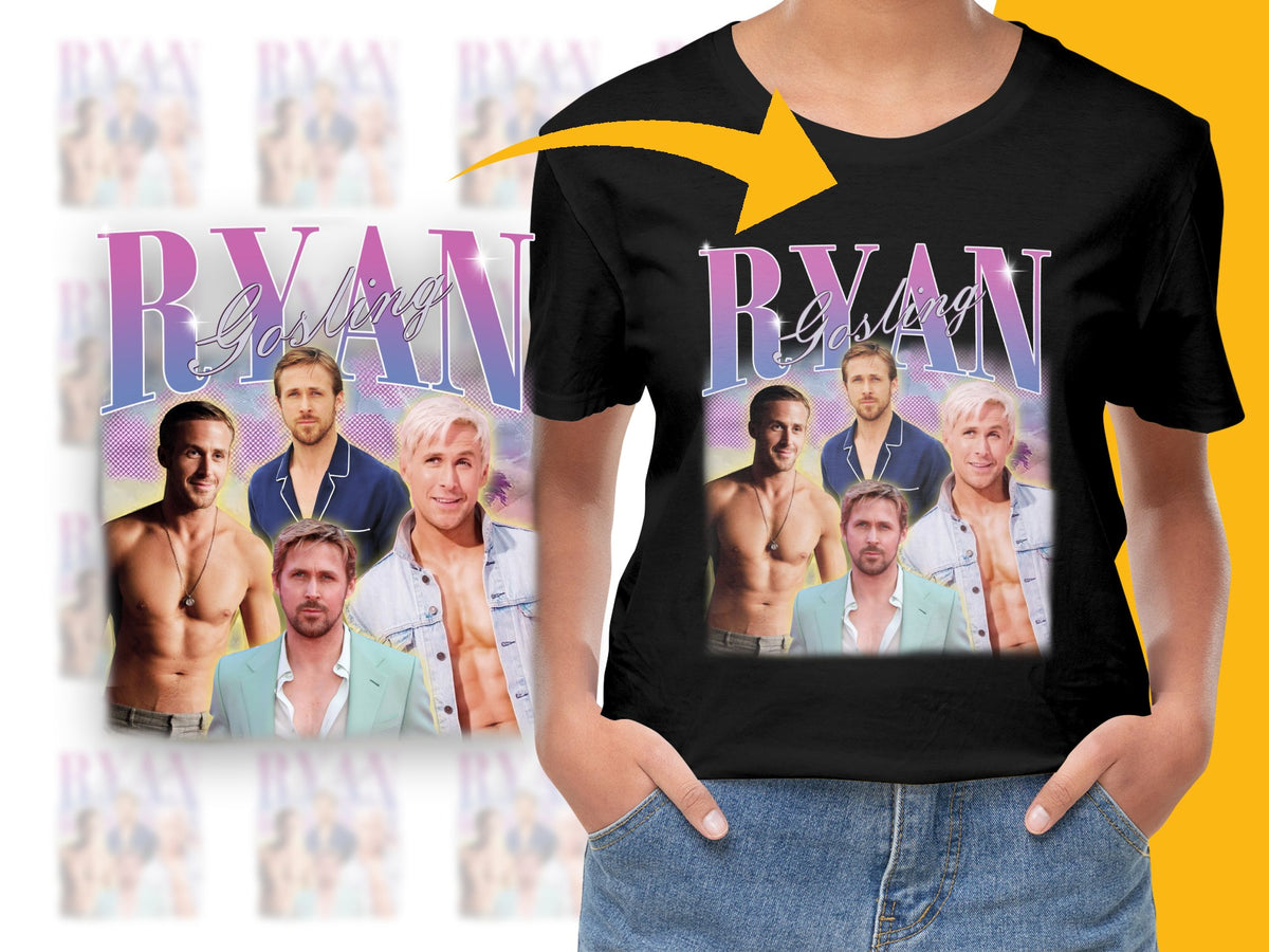 Ryan Gosling Fan T-Shirt, Celebrity Photo Collage, Graphic Tee, Unisex Fashion Top, Actor Inspired Shirt Design, Pop Culture Apparel