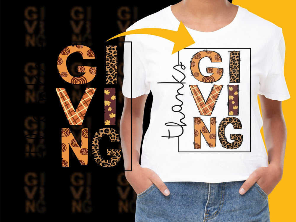 Thanksgiving Leopard Print T-Shirt, Unisex Giving Graphic Tee, Trendy Fall Fashion Apparel