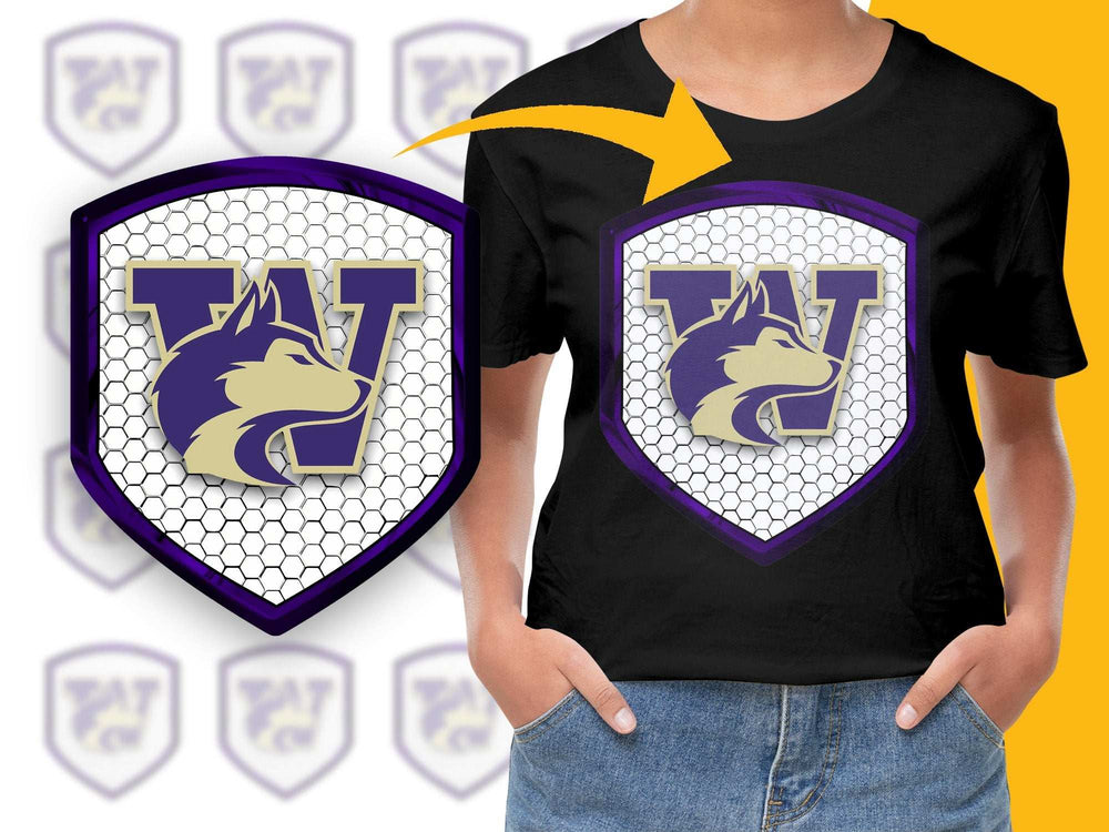 Youth Sports Team Logo T-Shirt, Purple and White, School Mascot Graphic Tee