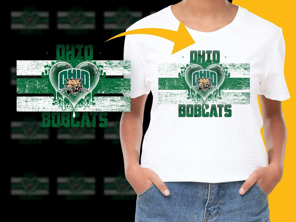Ohio Bobcats T-Shirt, Vintage Distressed Logo, College Sports Apparel, Unisex White Tee