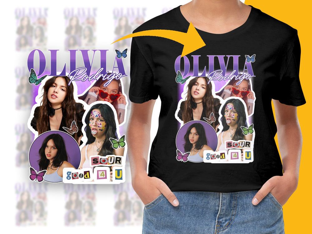 Olivia Rodrigo Fan T-Shirt, Sour Album Graphics, Pop Music Merch, Butterfly Design Tee