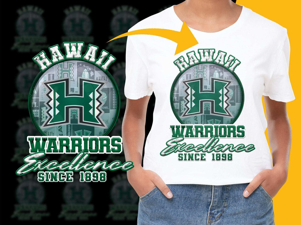 Hawaii Warriors T-Shirt, Excellence Since 1898, University Logo Tee, Casual Summer Fashion, Unisex White Graphic Shirt