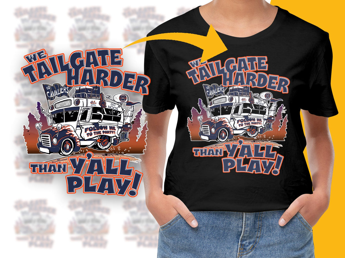 Vintage Tailgate Harder Than Y'all Play T-Shirt, Retro Truck Graphic Tee, Sports Fan Apparel, Casual Streetwear