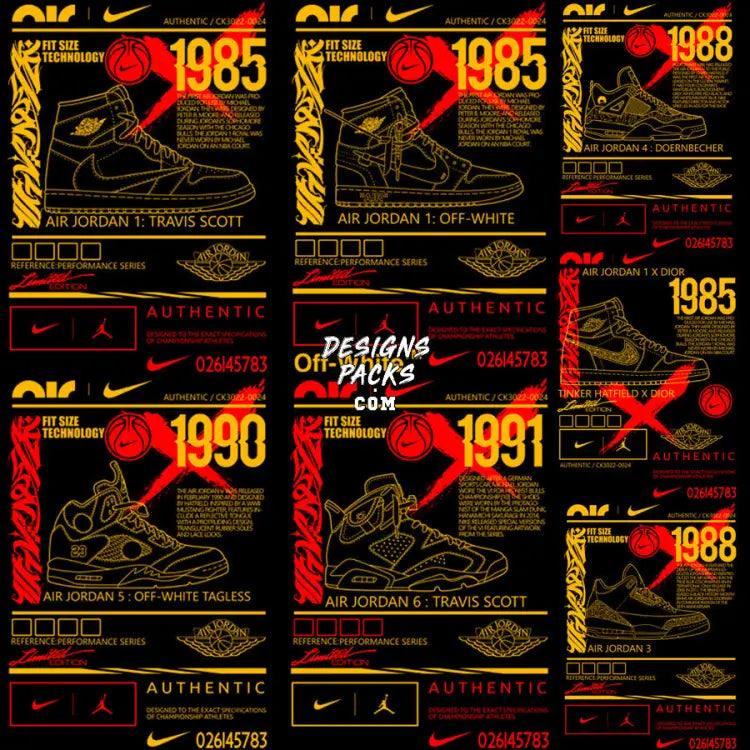 8 Swoosh Brand Basketball Shoes Streetwear Designs Bundle Png + Psd