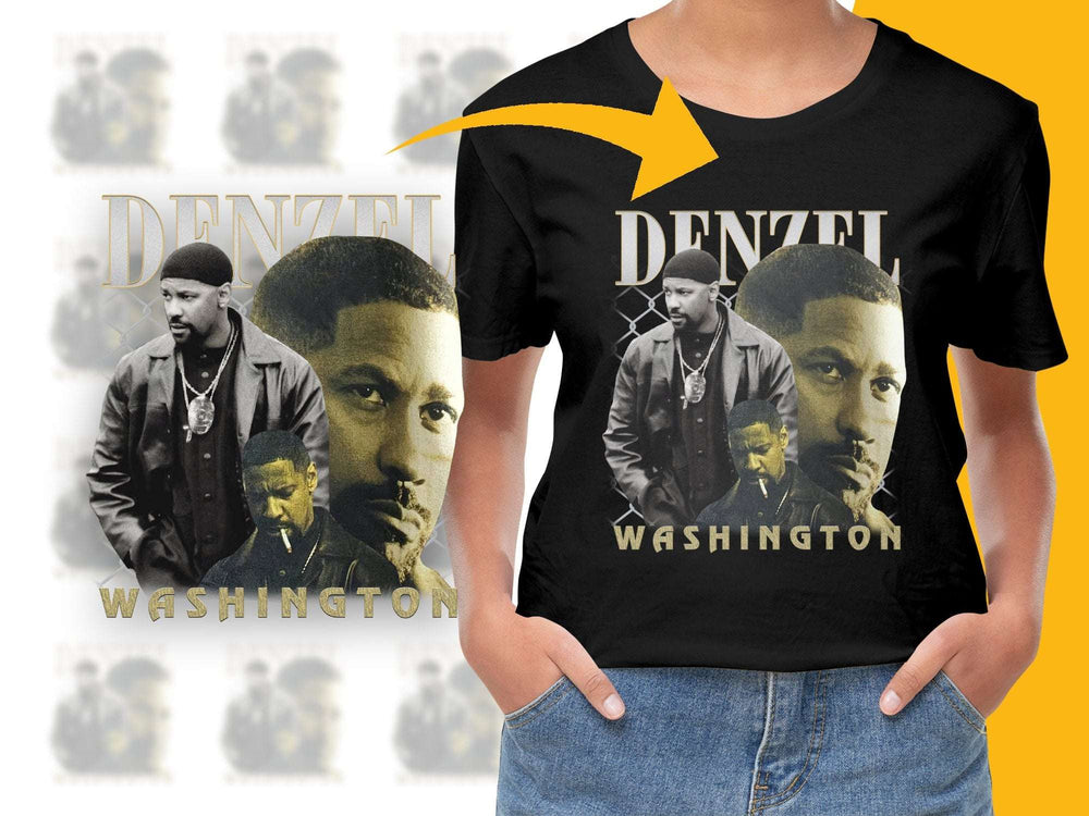 Denzel Washington Graphic T-Shirt, Vintage Actor Print Tee, Unisex Movie Star Fashion, Casual Streetwear Top