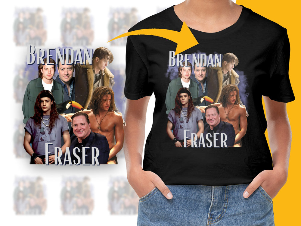Brendan Fraser Movie Collage T-Shirt, Vintage Film Graphic Tee, Unisex Fashion Top, Unique Gift Idea