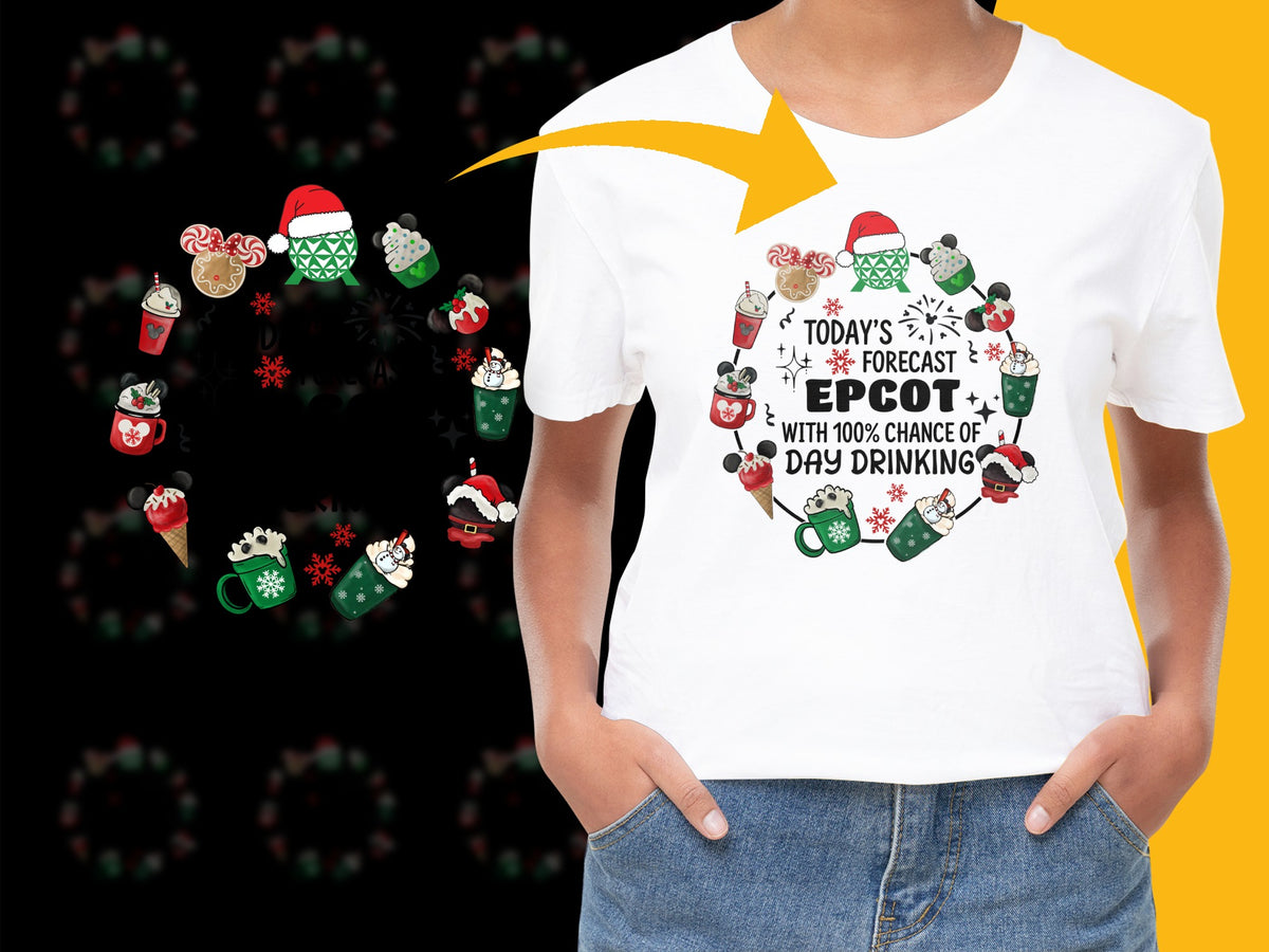 Festive Christmas T-Shirt, Funny Day Drinking Quote, Holiday Party Tee, Santa Graphic, Adult Humor, Casual Holiday Apparel