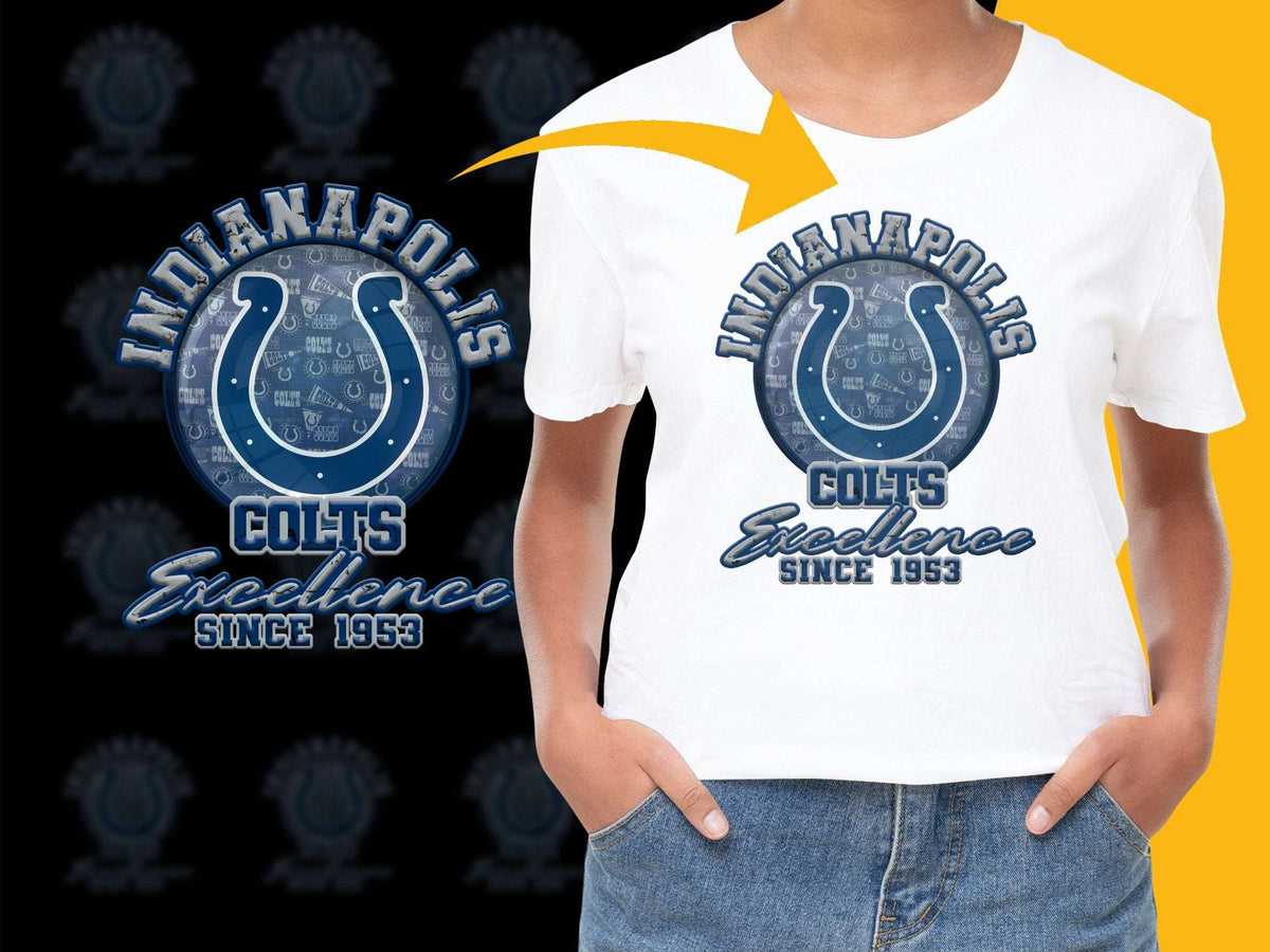 Indianapolis Colts T-Shirt Excellence Since 1953 Graphic Tee Sports Fan Apparel NFL Football White Shirt