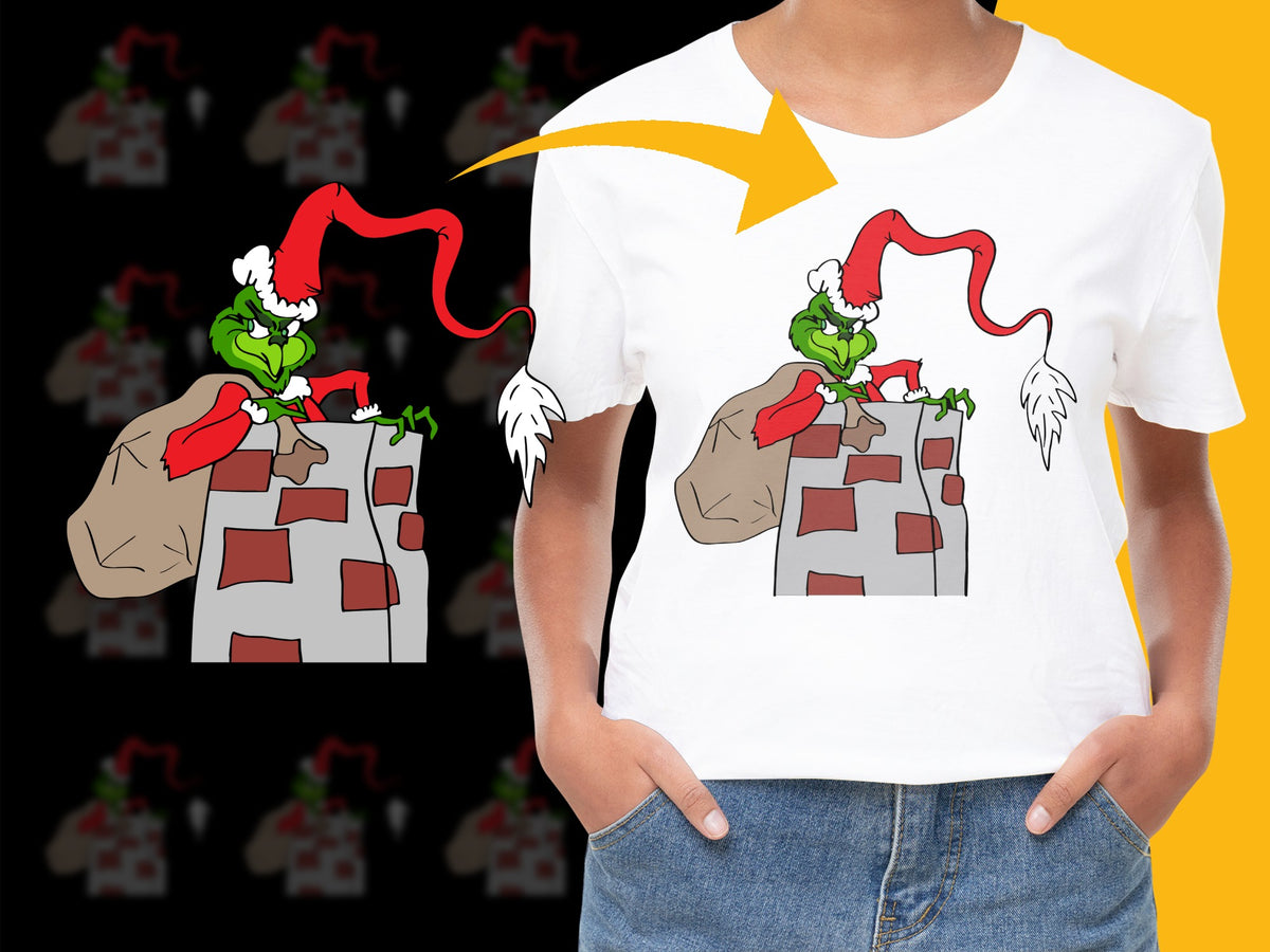 Kids Christmas T-Shirt, Grinch Character Graphic Tee, Holiday Outfit, Festive Youth Clothing, Funny Cartoon Shirt