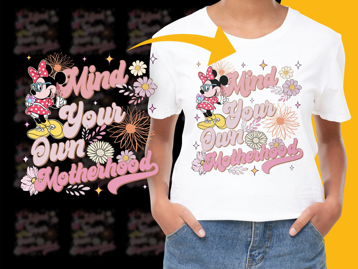 Women's Minnie Mouse Graphic Tee, Mind Your Own Motherhood Floral T-Shirt