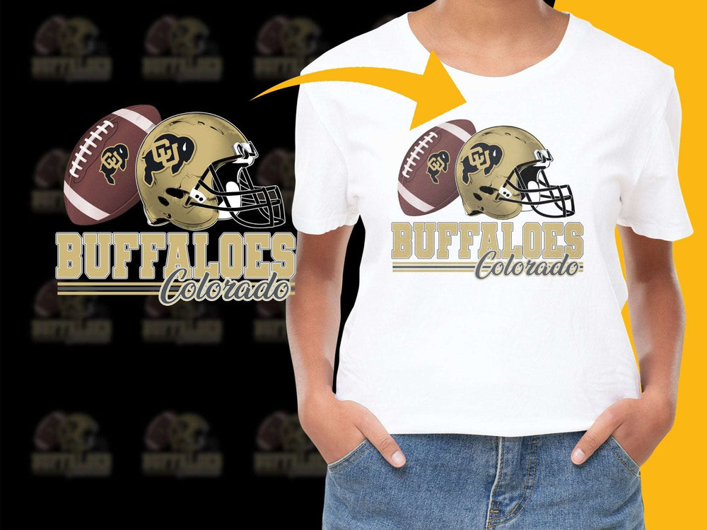 Colorado Buffaloes Football Graphic T-Shirt, University Sports Fan Apparel, Casual White Tee