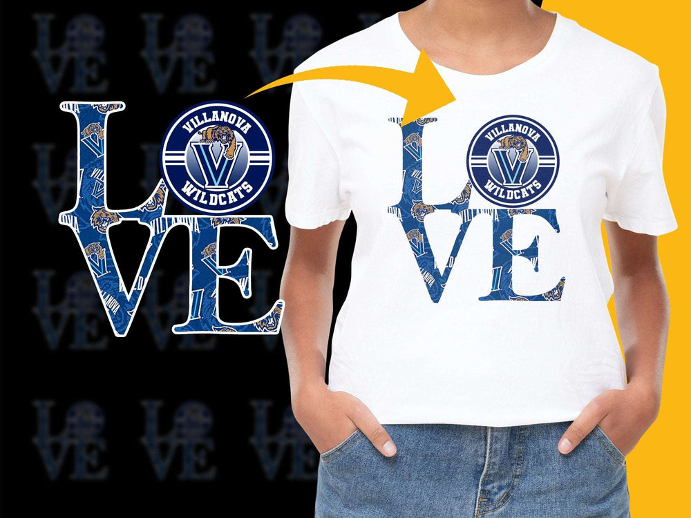 Villanova Wildcats Love T-Shirt, College Sports Fan Apparel, Graphic Tee for Students and Alumni