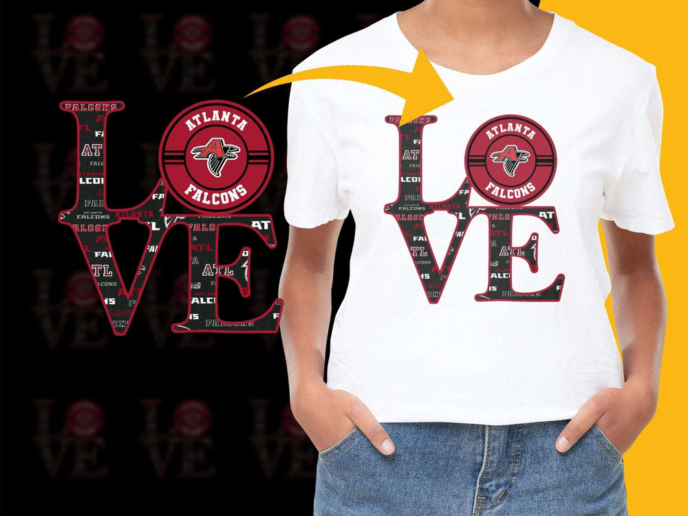 Atlanta Falcons Love T-Shirt, Youth White Tee, NFL Team Graphic Apparel, Football Fan Gift