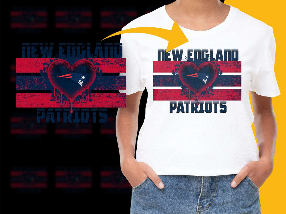 New England Patriots Heart T-Shirt, Distressed Flag Design, Patriotic Football Fan Apparel, Unisex Fit
