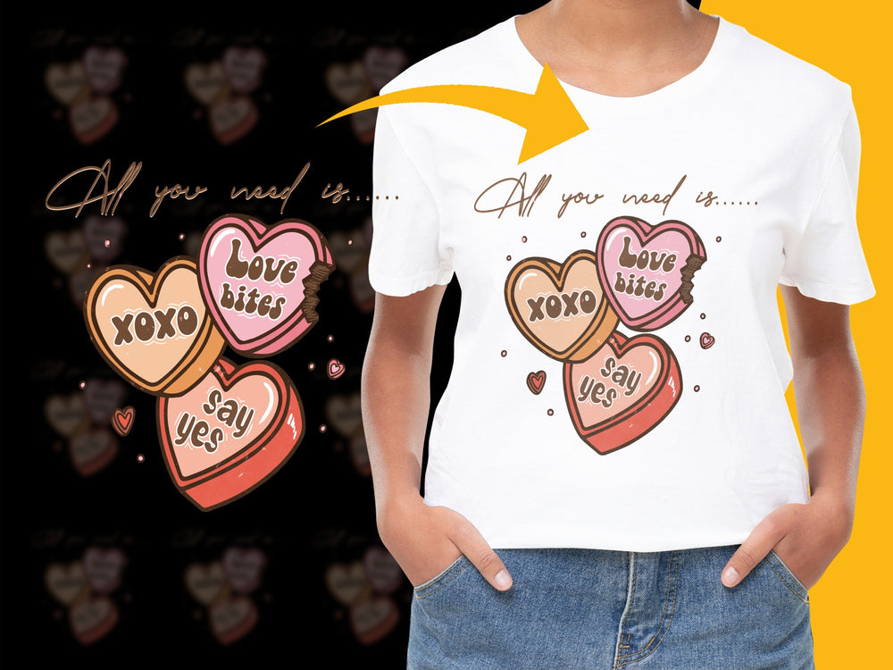 Valentine's Day T-Shirt Love Hearts XOXO Say Yes Graphic Tee Trendy Gift Idea
