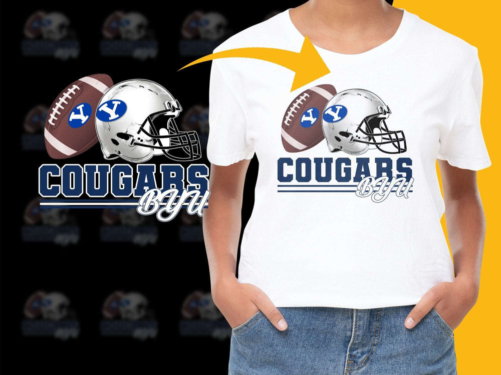 Cougars Football T-Shirt, Youth Sports Team Tee, Graphic School Spirit Shirt, Unisex Kids Apparel