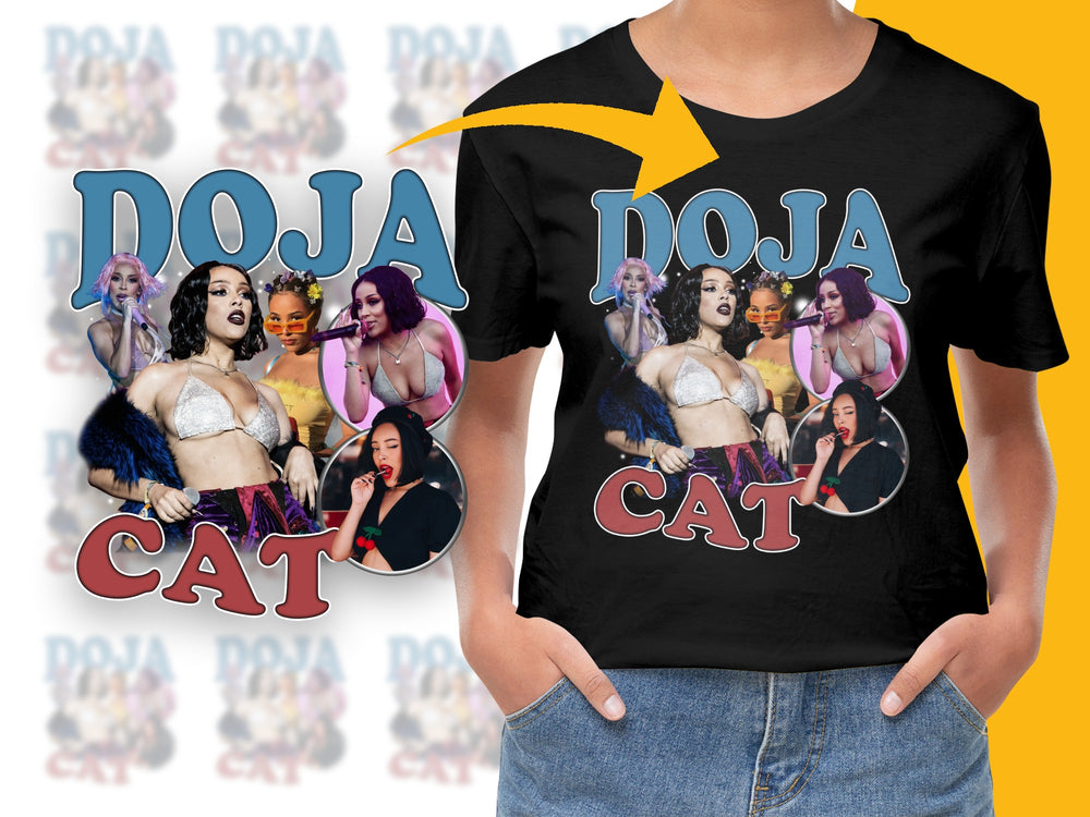 Doja Cat Fan T-Shirt, Graphic Tee with Multiple Images, Stylish Pop Music Artist Shirt, Colorful Women's Fashion Top