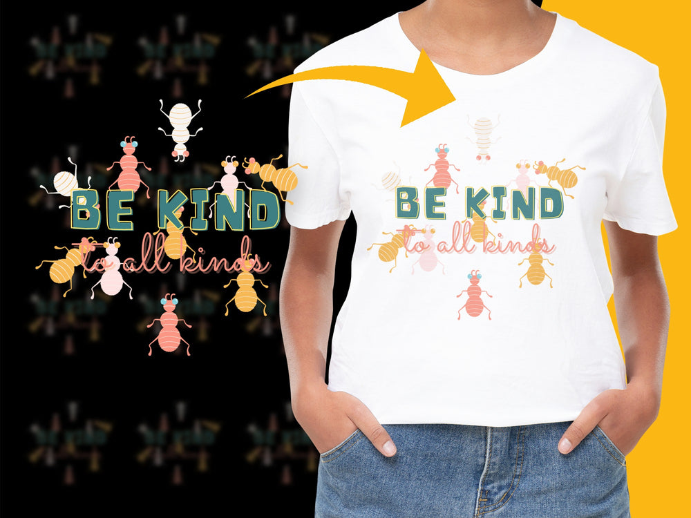 Be Kind to All Kinds T-Shirt, Inspirational Quote, Cute Animal Graphics, Unisex Adult Clothing, Positive Message Tee
