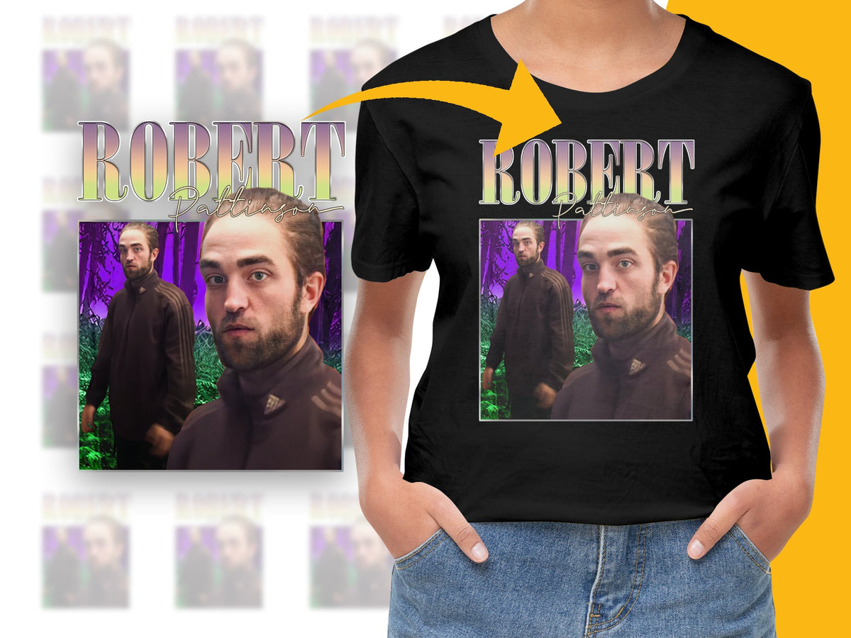 Robert Pattinson Graphic Tee, Men's Black T-Shirt with Celebrity Print, Unique Actor Fan Merchandise