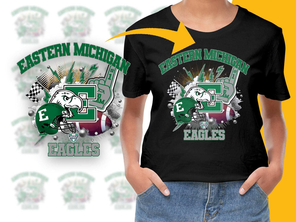 Eastern Michigan Eagles Graphic T-Shirt, College Football Fan Apparel, Sports Team Tee
