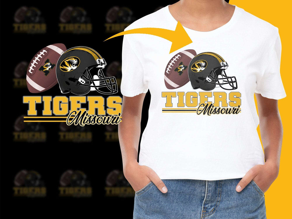Missouri Tigers Football T-Shirt, College Sports Team Graphic Tee, Youth and Adult Sizes