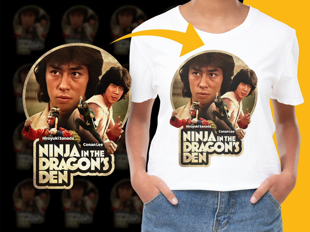 Vintage Ninja in the Dragon's Den T-Shirt, Classic Martial Arts Movie Tee, 1980s Film Fan Apparel