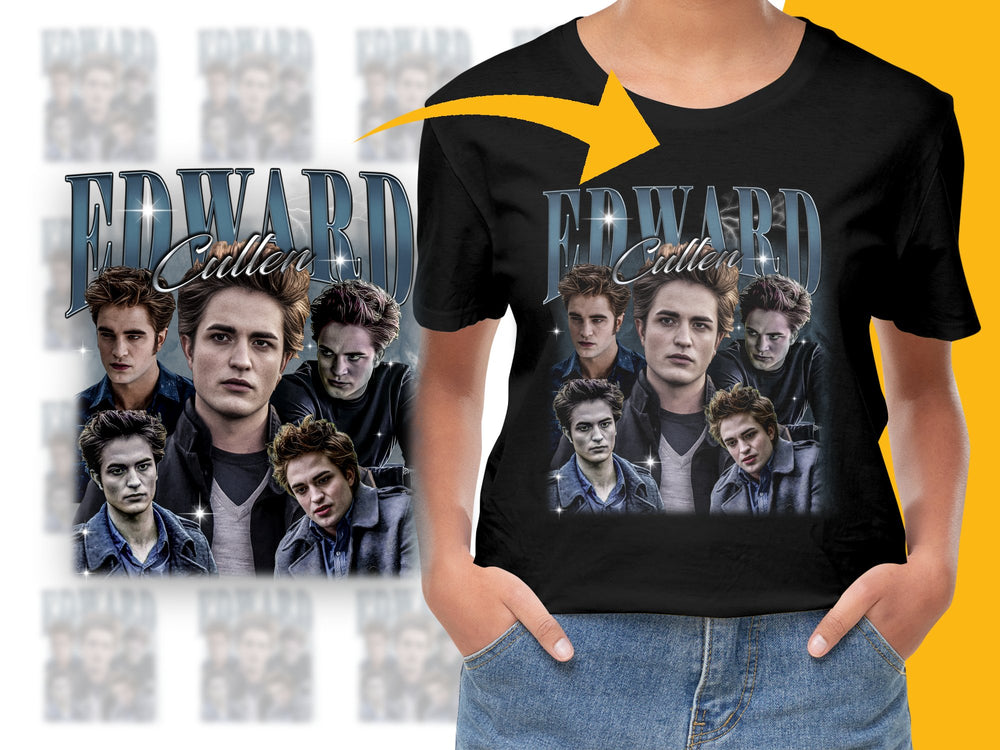 Edward Cullen Graphic T-Shirt, Twilight Saga Fan Merch, Vampire Movie Inspired Tee, Casual Black Shirt for Teens and Adults