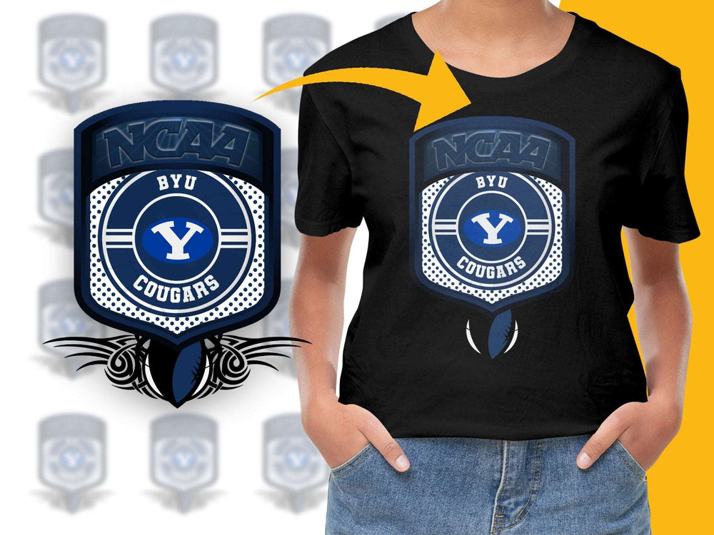 BYU Cougars NCAA Logo T-Shirt, College Sports Fan Apparel, Unisex Black Tee