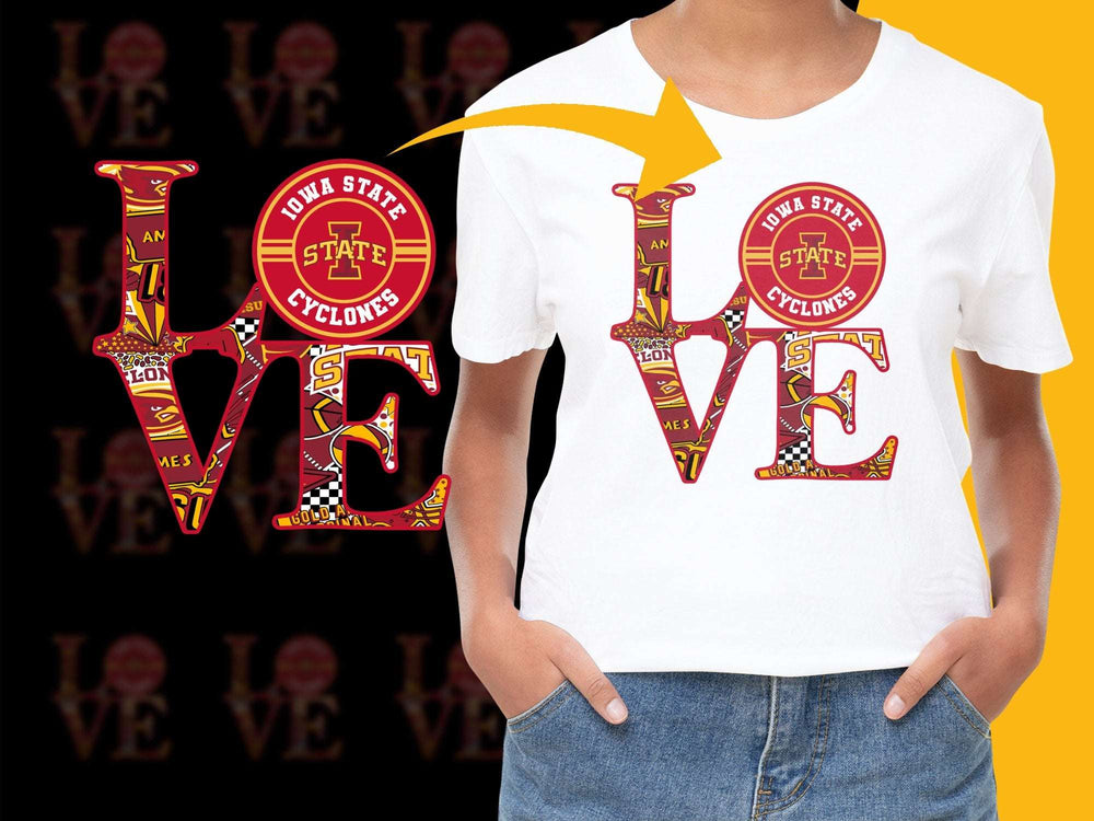 Iowa State Cyclones Love Graphic T-Shirt, College Sports Fan Tee, Trendy School Spirit Apparel