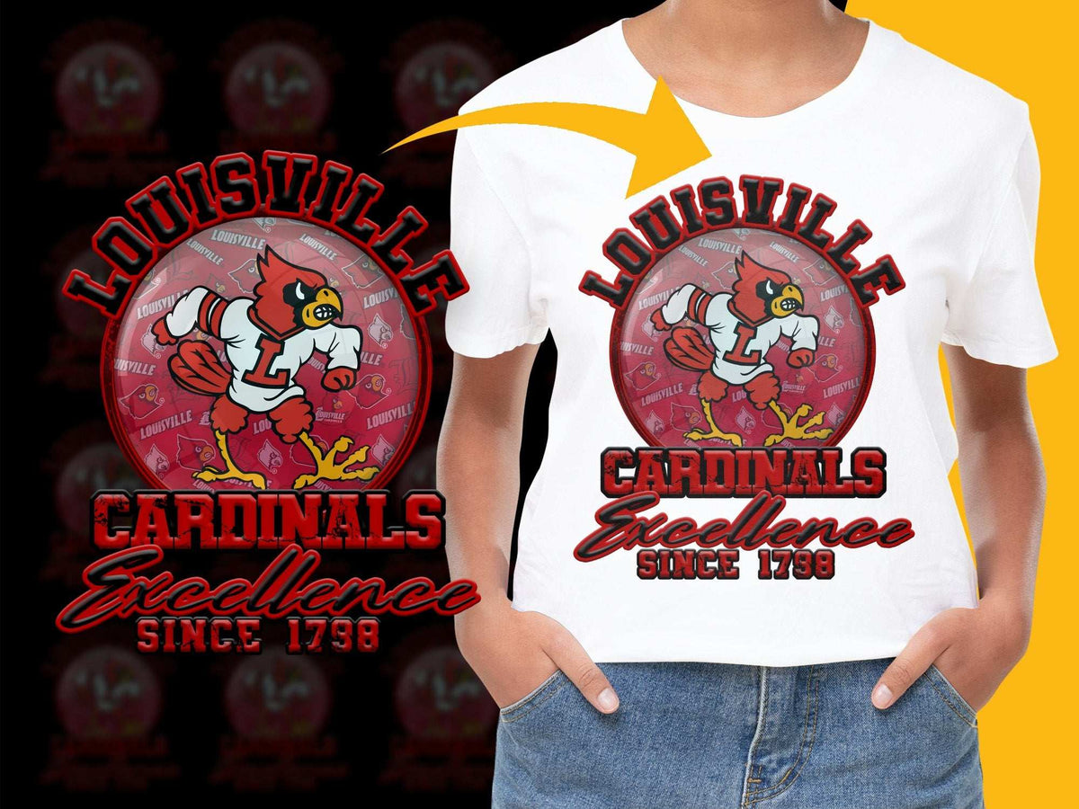 Louisville Cardinals Excellence T-Shirt, Vintage College Mascot Graphic Tee, Since 1798 Design