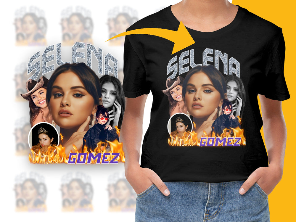 Selena Gomez Collage T-Shirt, Pop Music Star Fan Tee, Graphic Celebrity T-Shirt for Women and Men
