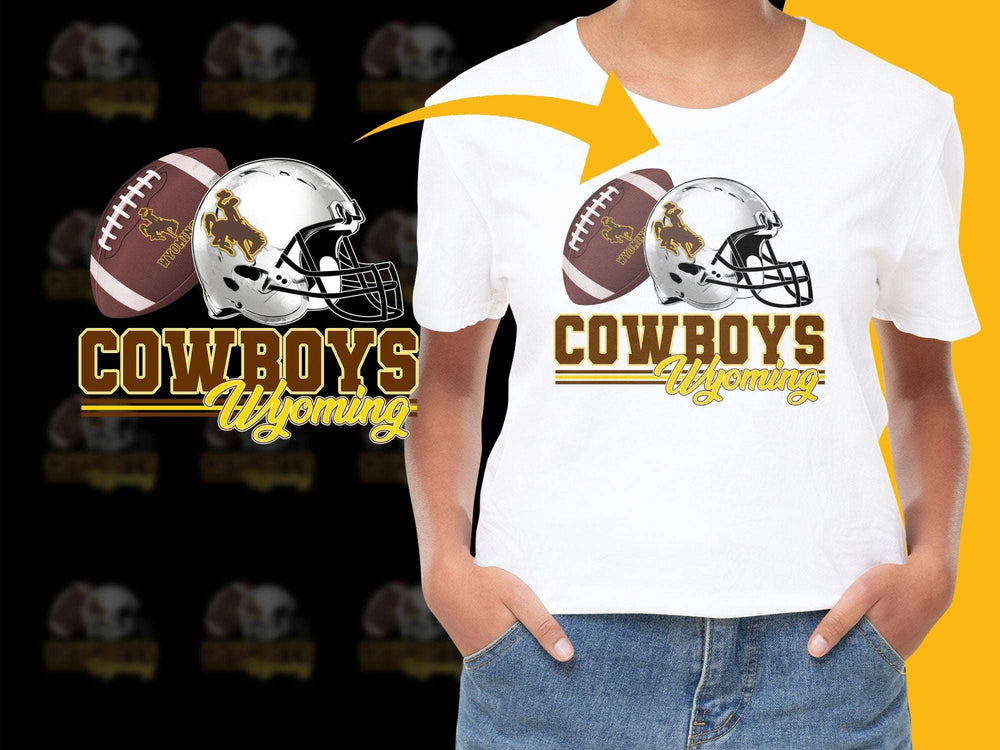 Wyoming Cowboys Football T-Shirt, Vintage Sports Helmet Graphic Tee, Collegiate Fan Apparel