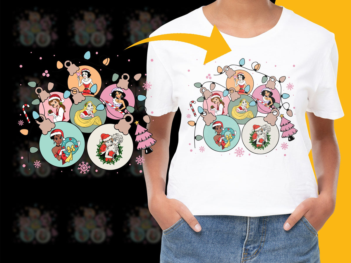 Kids Christmas T-Shirt with Cartoon Santa and Elves, Holiday Festive Apparel, Colorful Children's Clothing Gift Ideas