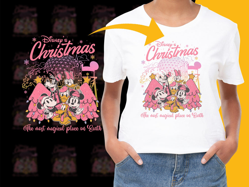 Disney Christmas T-Shirt, Mickey and Minnie Holiday Tee, Magical Place Graphic Top