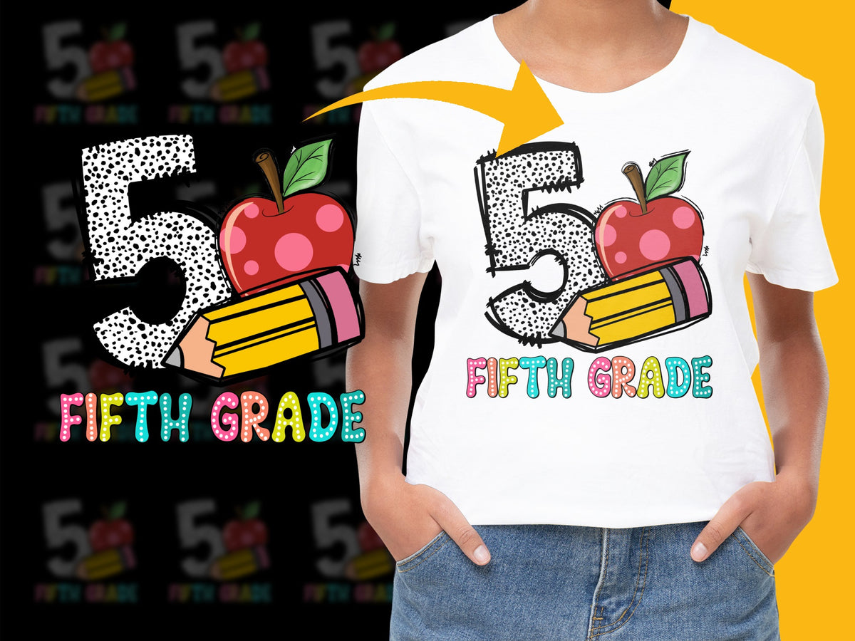 Kids Fifth Grade T-Shirt, Back to School Shirt, Colorful Graphic Tee, Youth School Apparel, Fun Elementary Top, Gift for Students