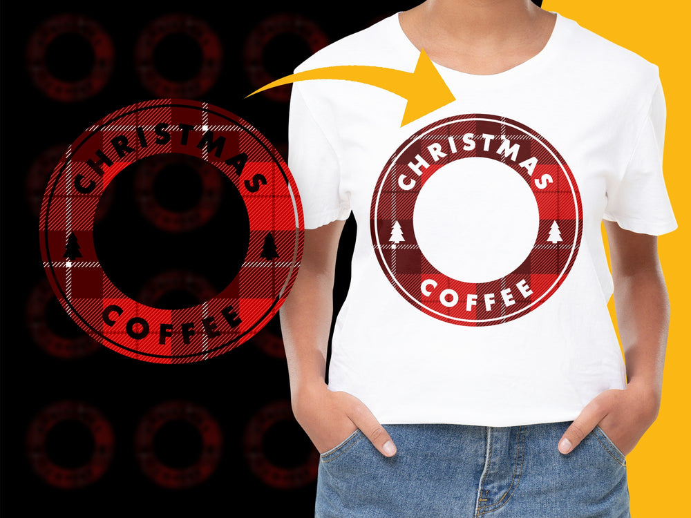 Christmas Coffee T-Shirt, Funny Holiday Graphic Tee, Red and Black Plaid, Festive Apparel, Unisex Size