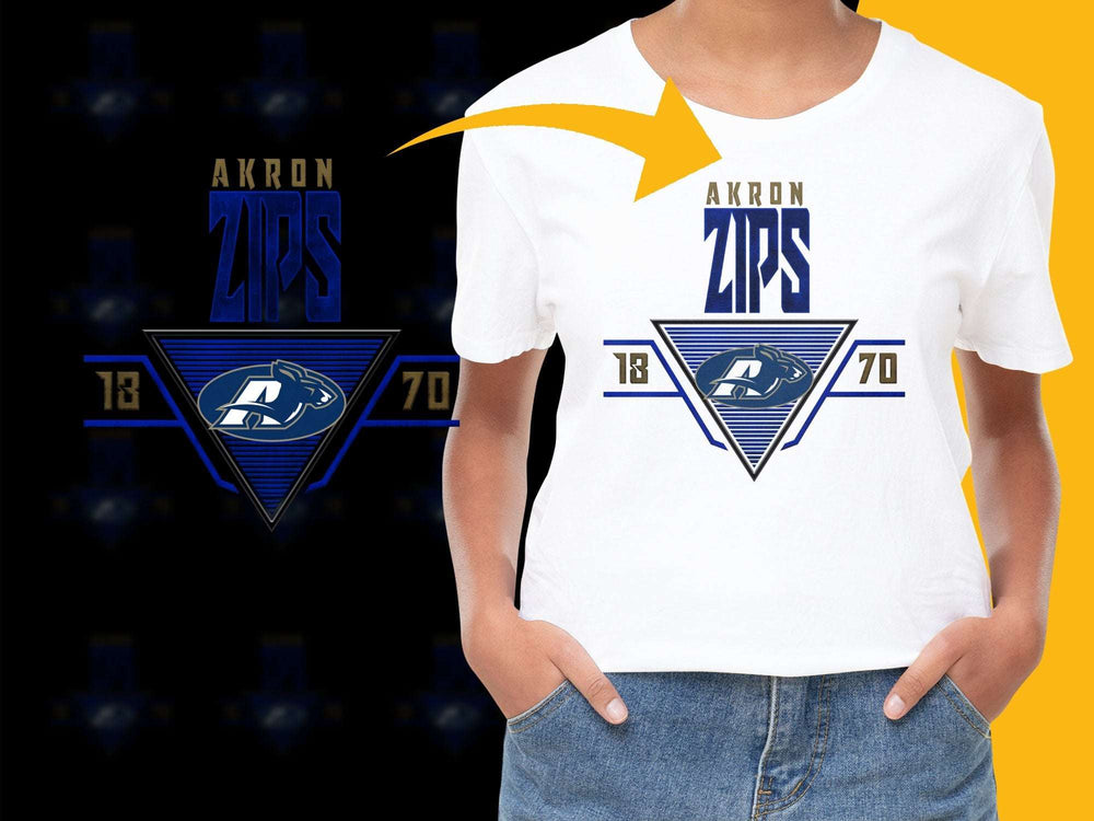Akron Zips T-Shirt, University of Akron Logo, College Sports Team Apparel, Casual Wear for Students and Alumni