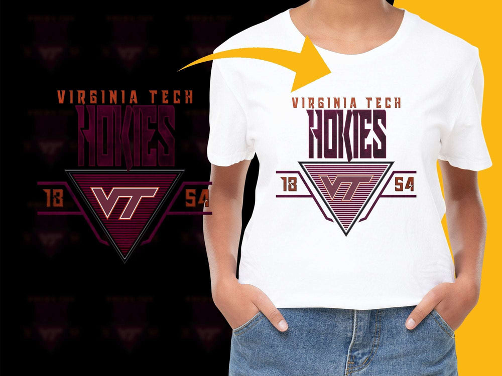 Virginia Tech Hokies T-Shirt, Maroon and Orange Graphic Tee, College Football Apparel, Fan Gift Idea