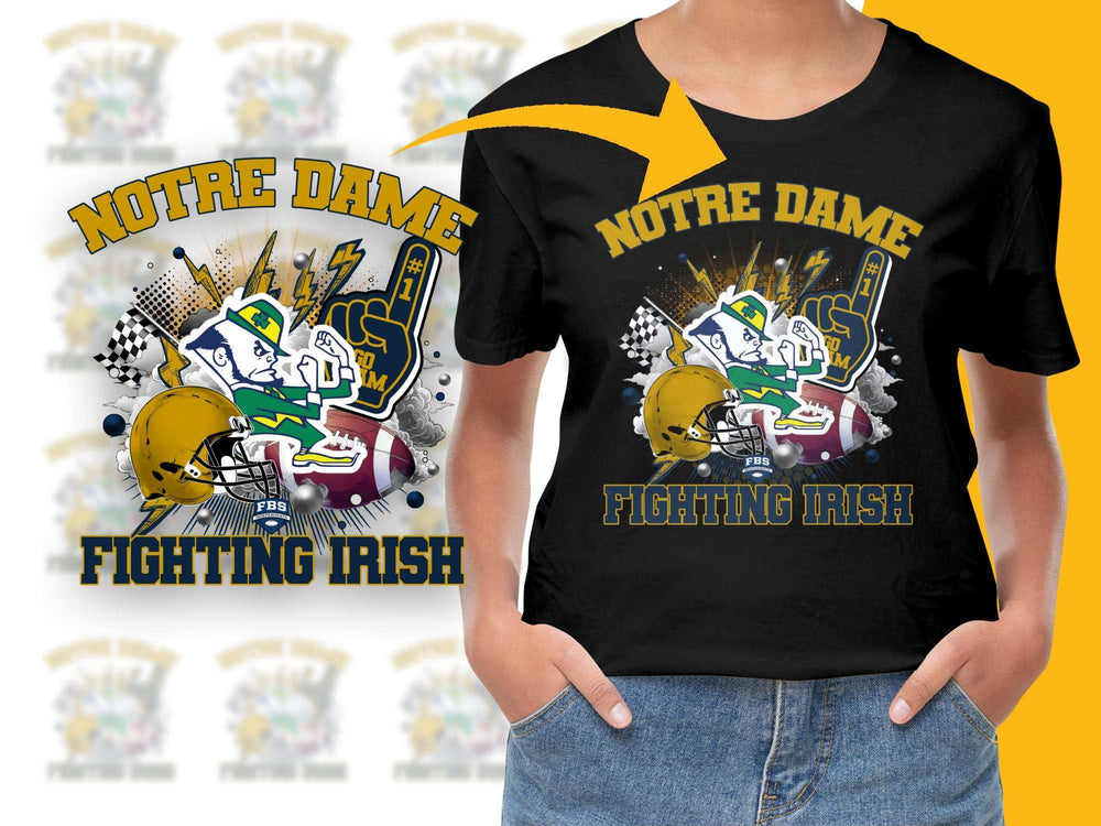 Notre Dame Fighting Irish T-Shirt, Colorful Graphic Print, Football Fan Apparel, Casual Wear