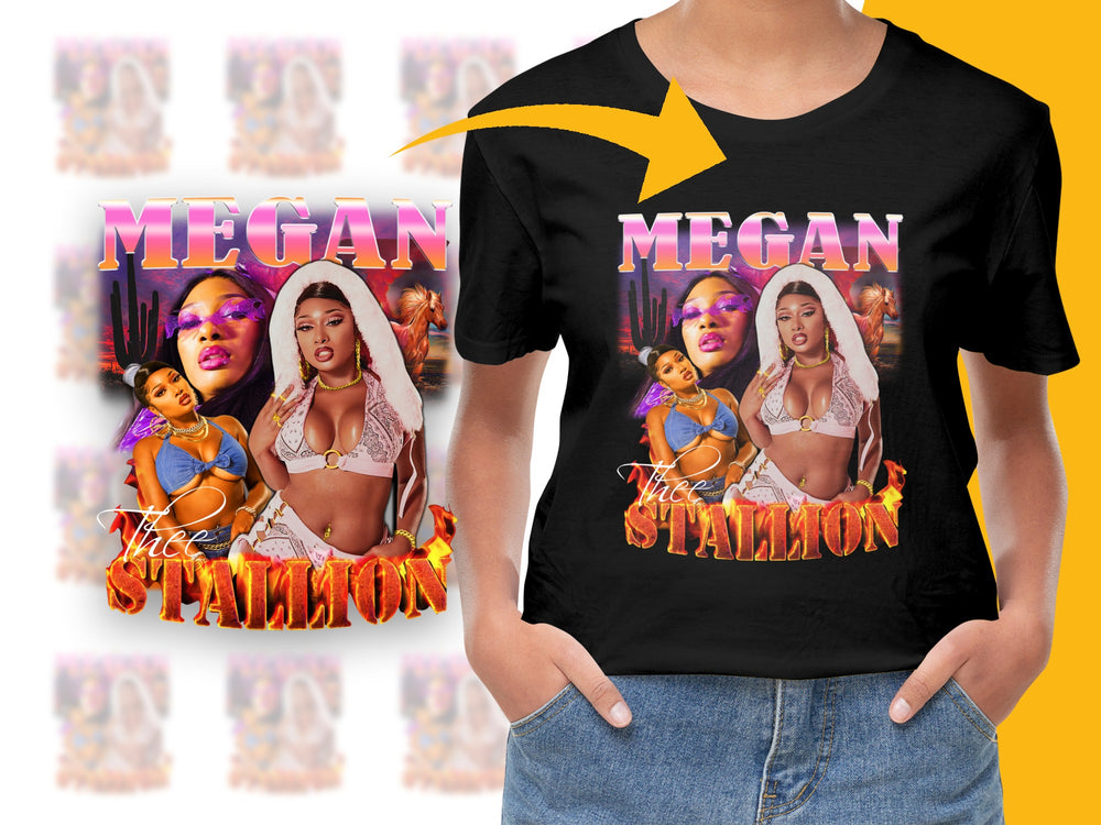 Megan Thee Stallion Graphic T-Shirt, Hip Hop Artist Inspired Tee, Vibrant Pop Culture Apparel, Music Fan Gift Idea