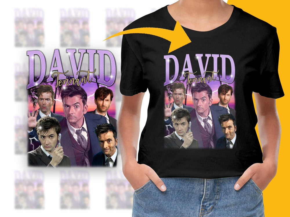 David Tennant Fan T-Shirt, Collage of Actor Poses, TV Series Inspired, Unisex Graphic Tee, Gift for Fans